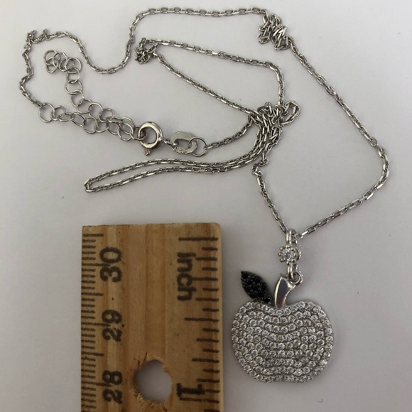 🍎925 Silver necklace apple cz stones - Picture 2 of 3